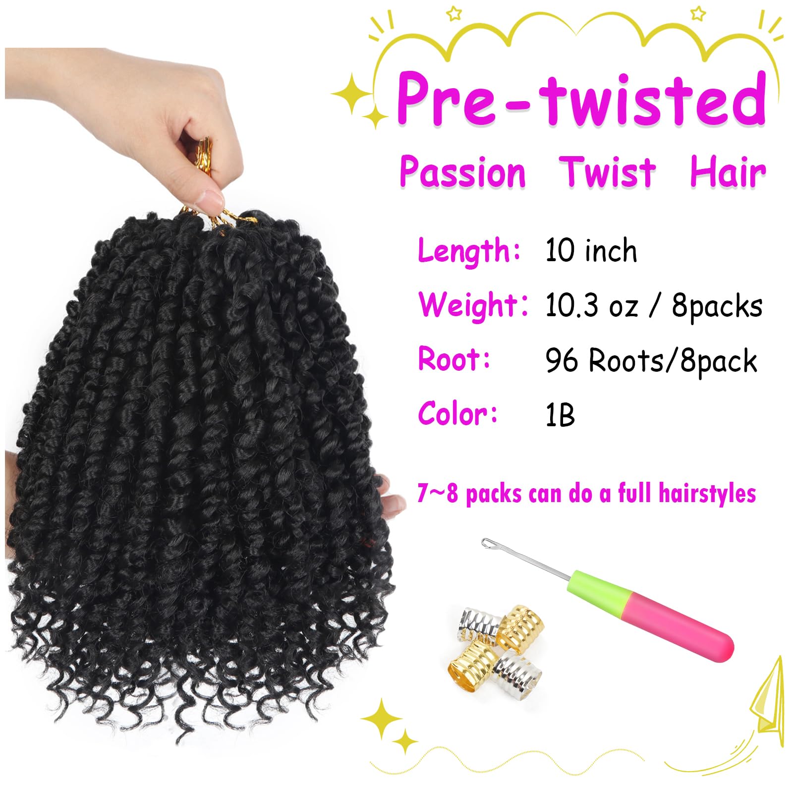 Bileaf Passion Twist crochet hair 10in side close-up showing soft texture.