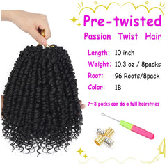 Bileaf Passion Twist crochet hair 10in side close-up showing soft texture.