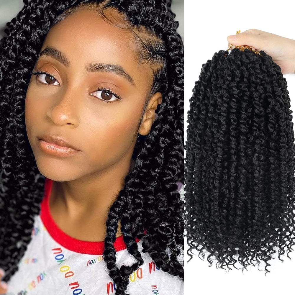 Bileaf passion twist crochet hair 12inch ombre 1B for easy everyday styling.