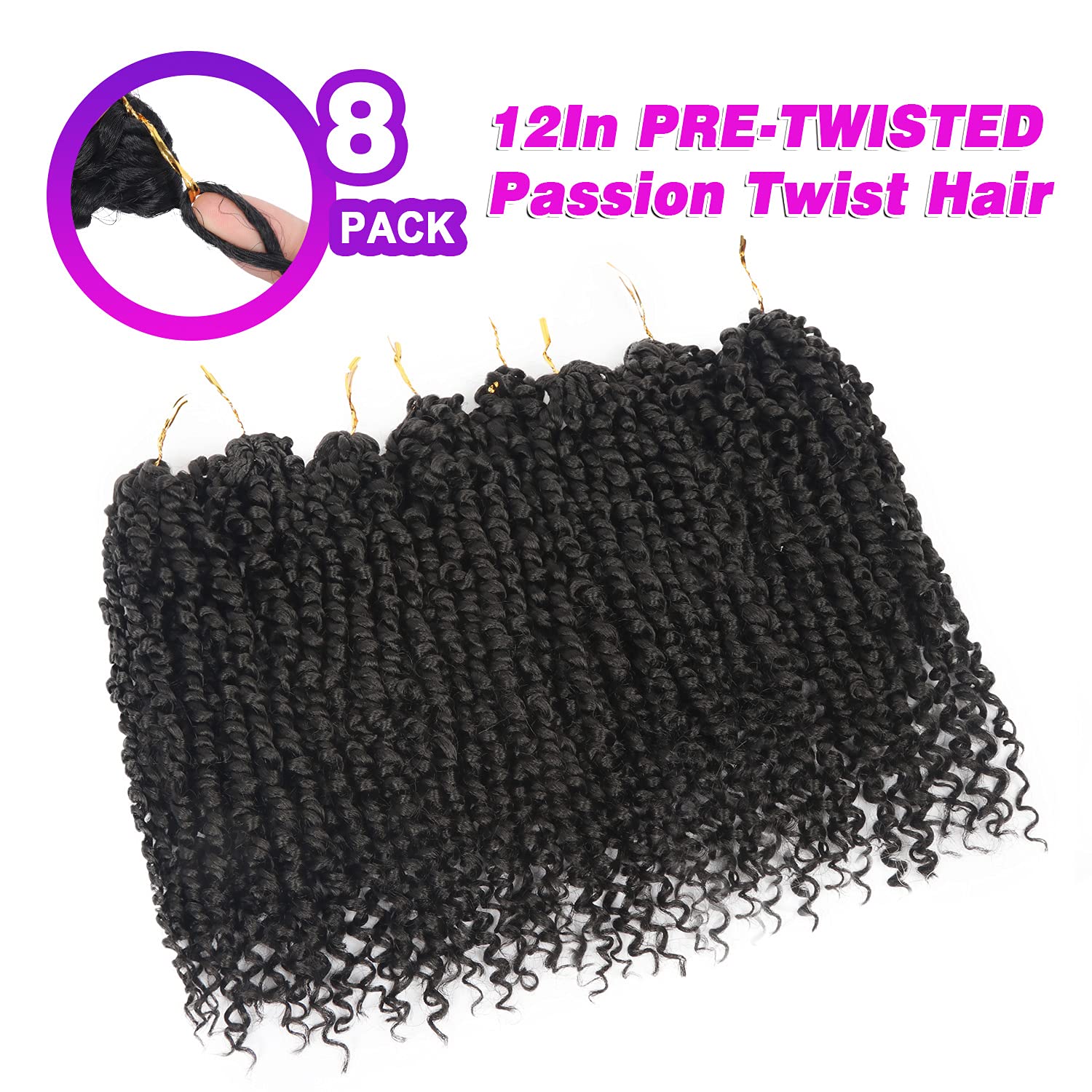 Bileaf pre-twisted passion twist hair 8-pack ready for quick install.