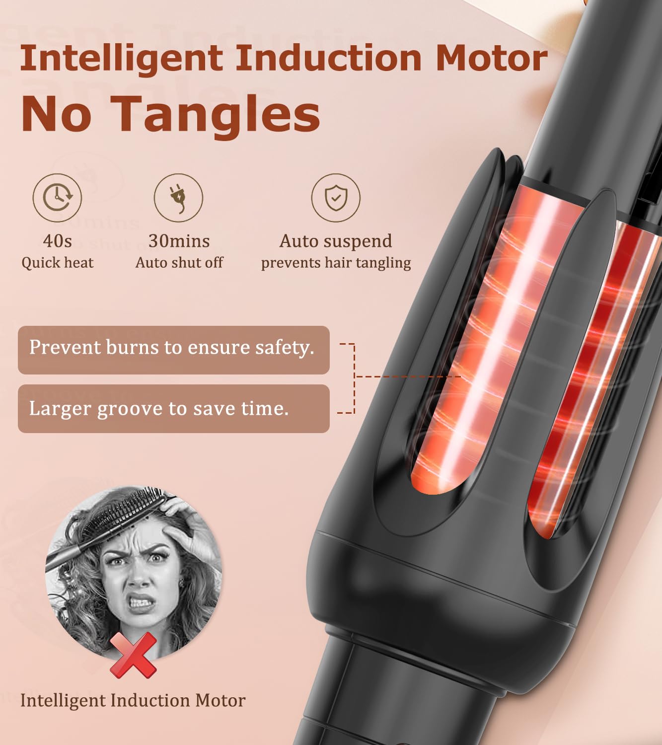 BILITOK Auto Hair Curler anti-scald and anti-tangle design protects hair.