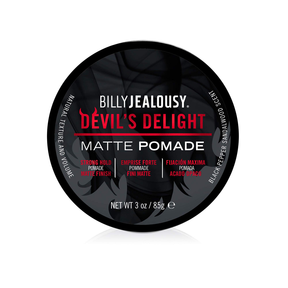 Billy Jealousy Devil's Delight pomade tube showing strong hold and matte finish.