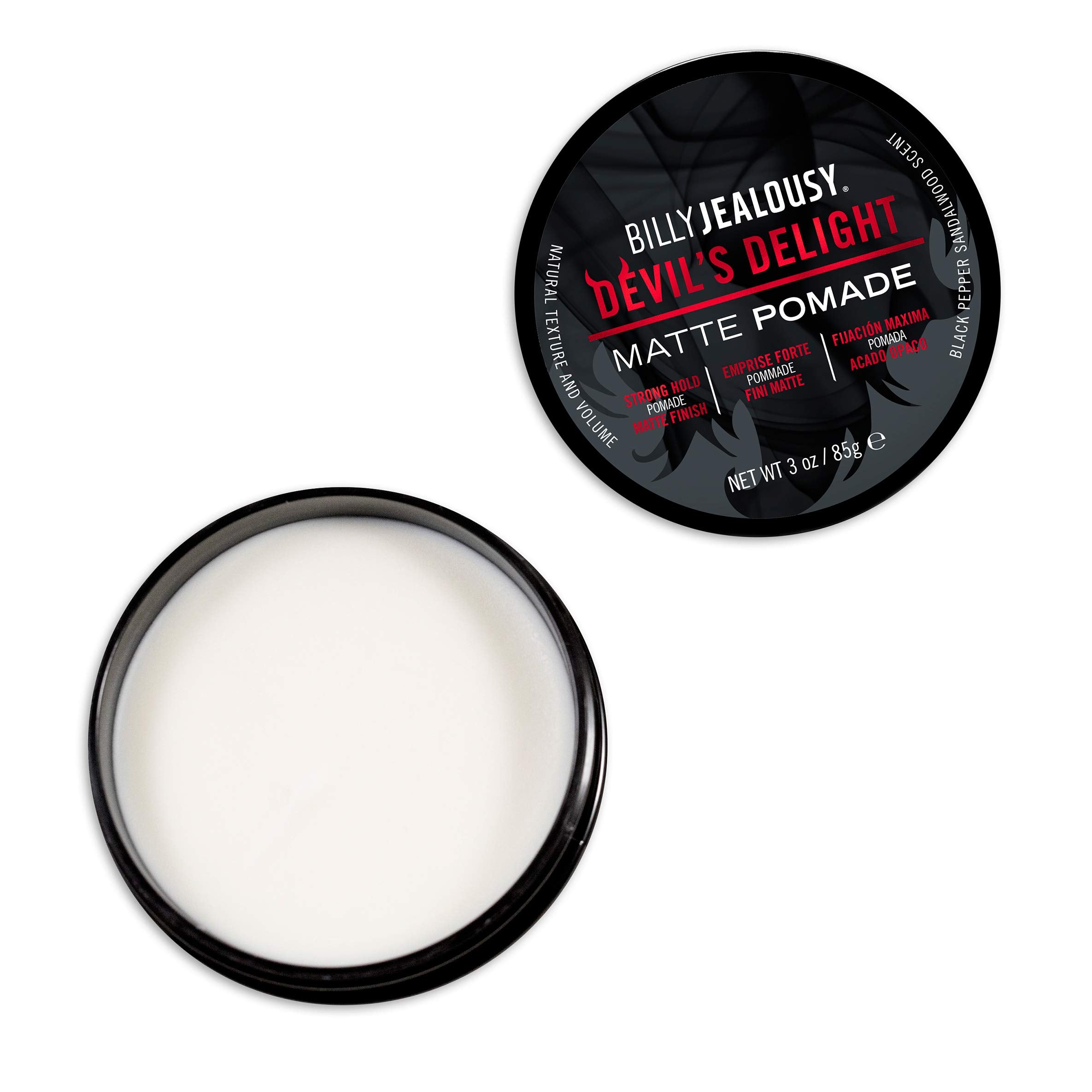 Devil's Delight textured-look achieved with the matte pomade on hair.