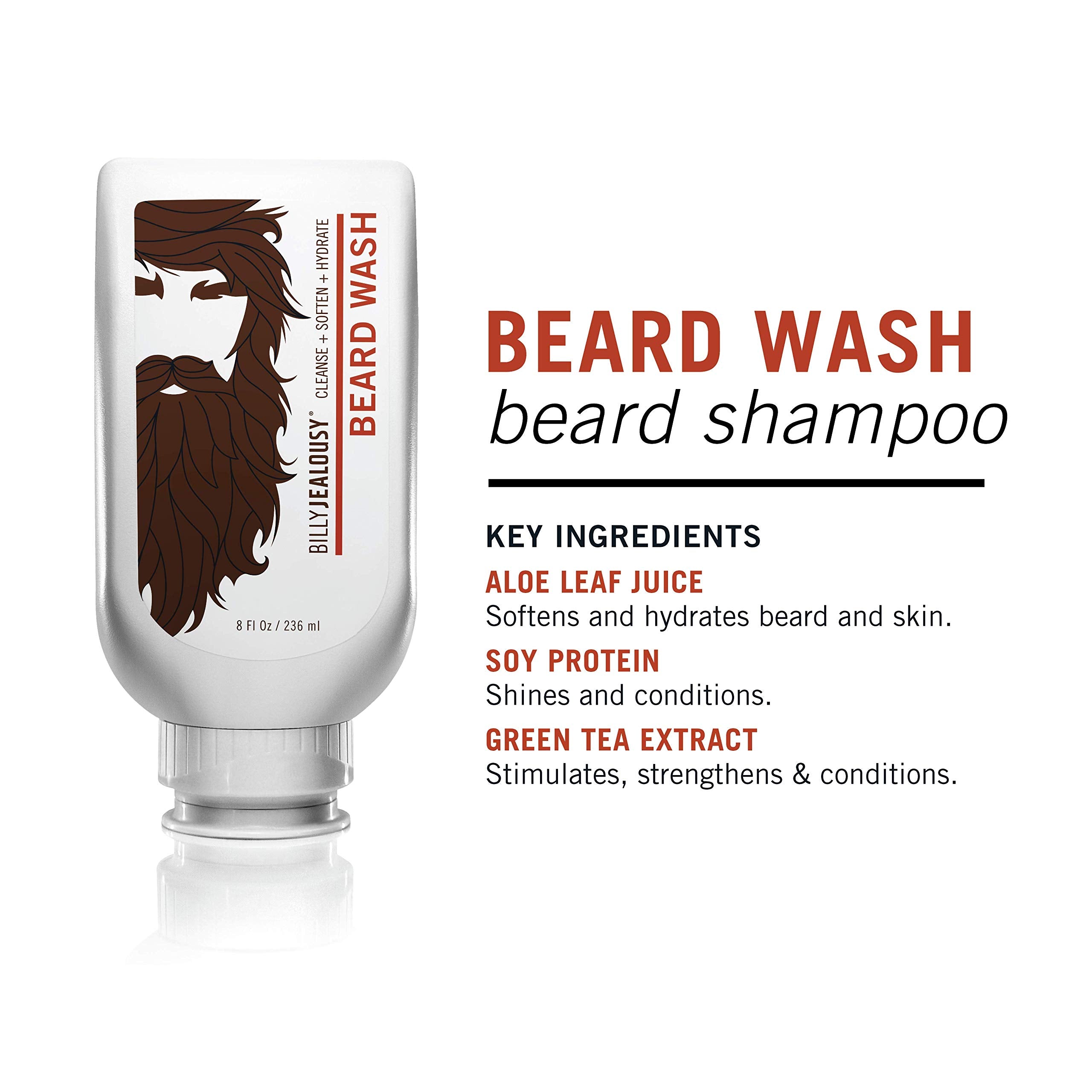 Green tea extract highlight from Billy Jealousy beard wash for fuller look.