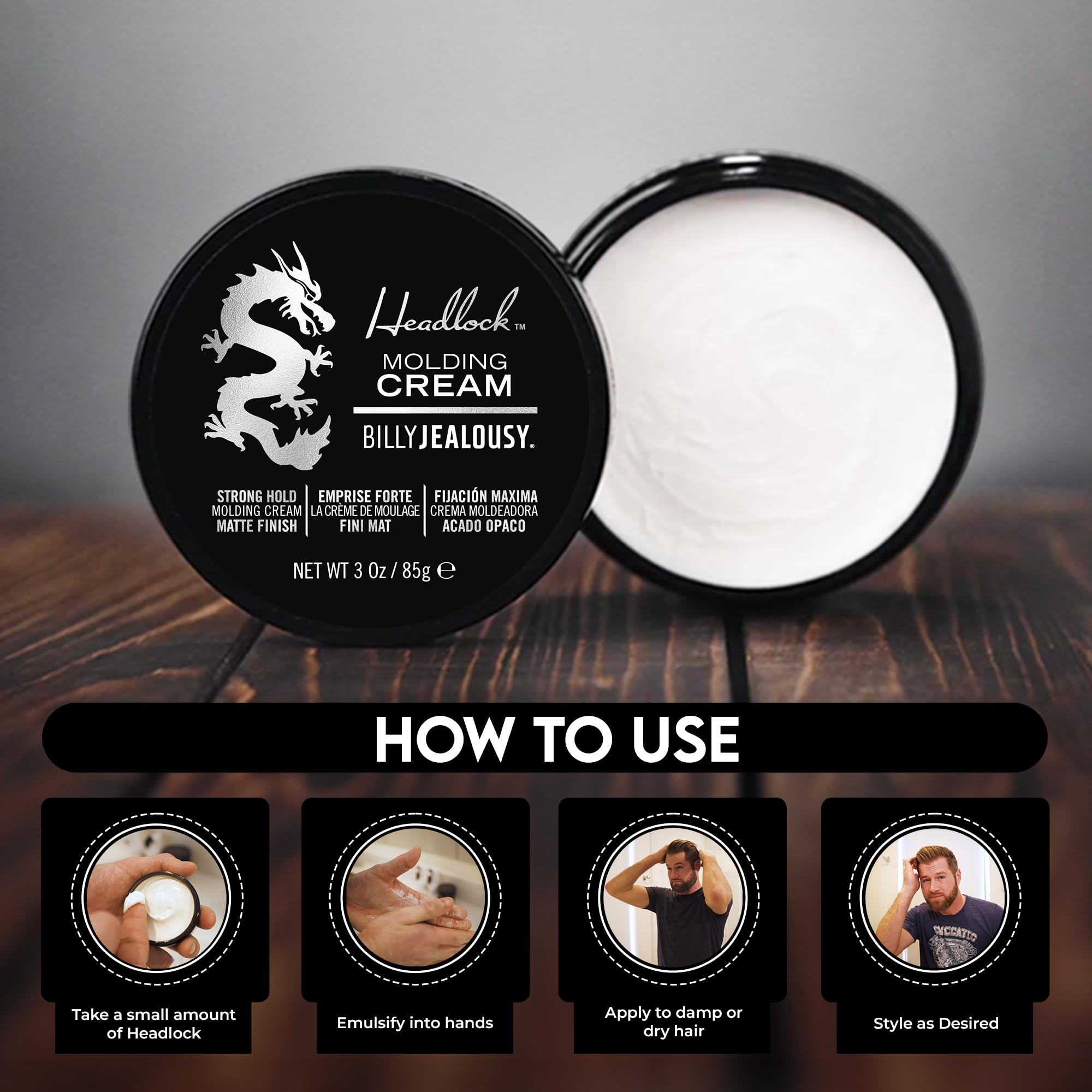Billy Jealousy Headlock matte finish on dry hair for natural look