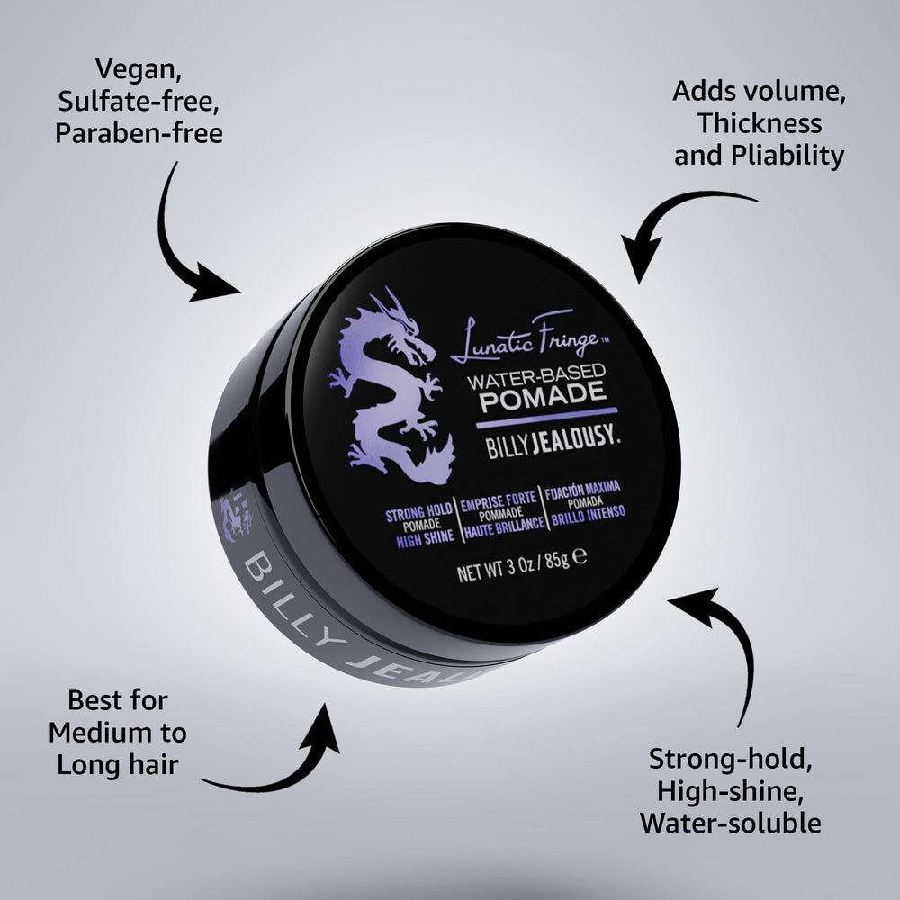 Billy Jealousy Lunatic Fringe pomade wash-out texture shows non-flake finish