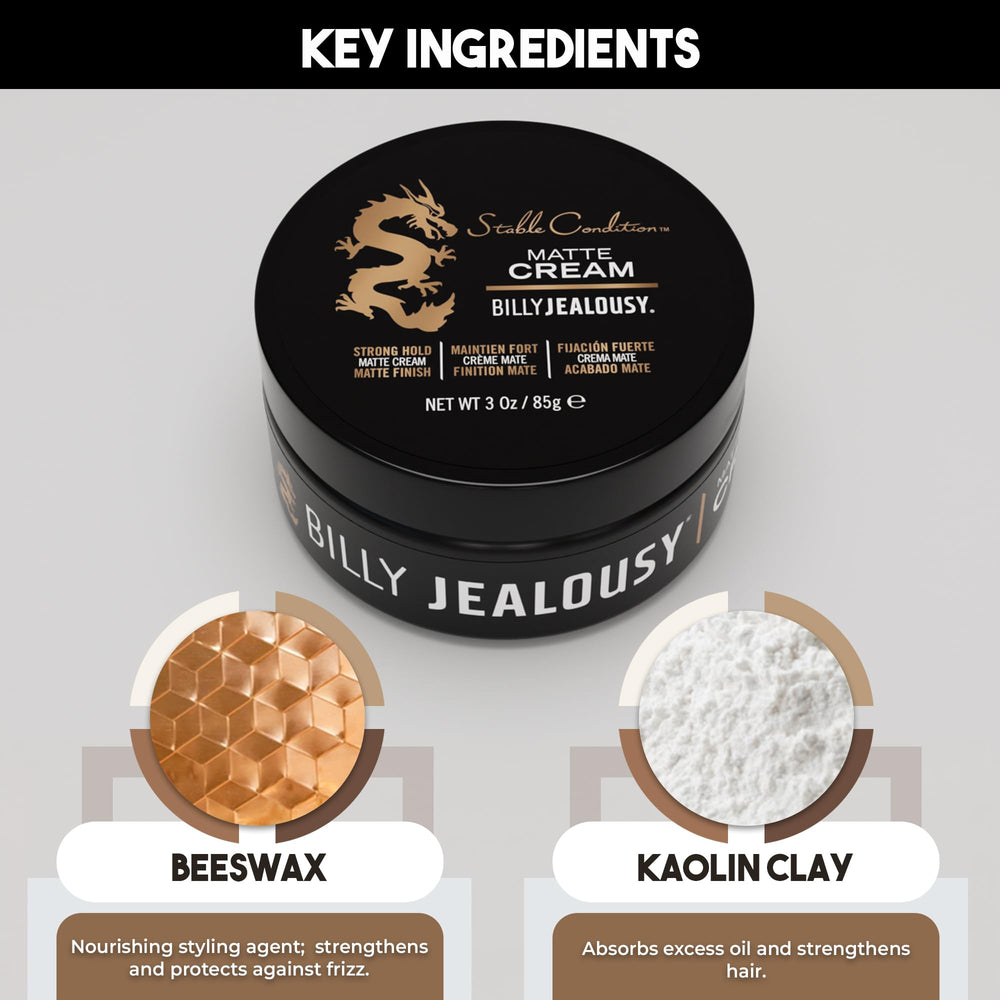 Billy Jealousy Stable Condition Matte Cream application demonstrates quick, controllable hold across looks