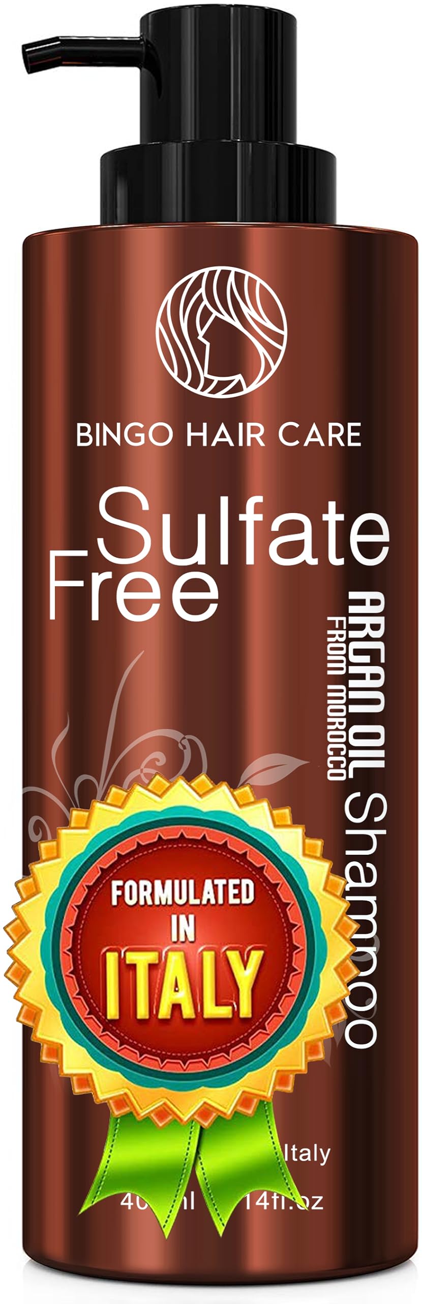 BINGO HAIR CARE Moroccan Argan Oil Shampoo bottle pour for hydrated, shiny hair.