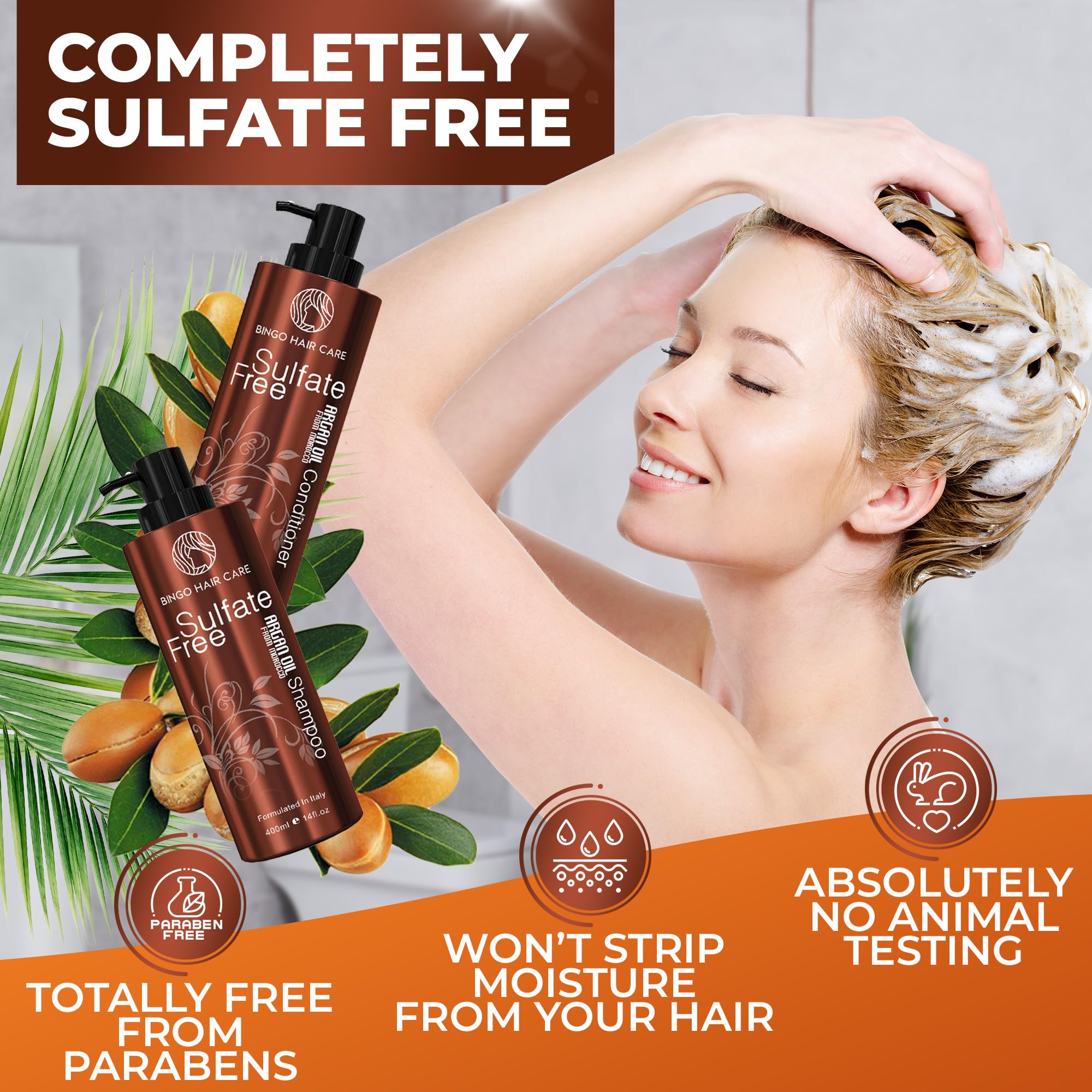 BINGO HAIR CARE argan oil hair close-up with nourished shine
