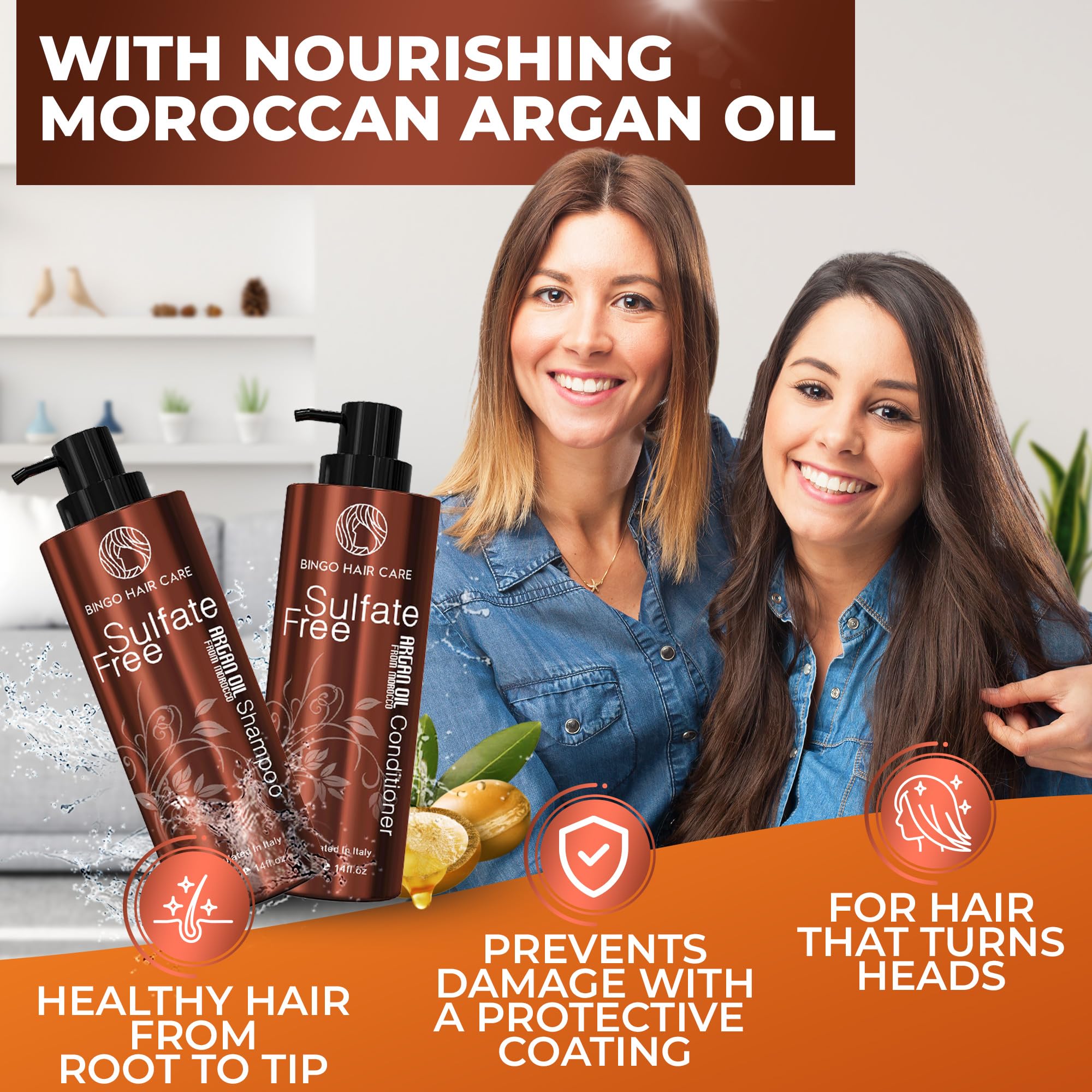 BINGO HAIR CARE Moroccan argan oil conditioner tube — frizz-free shine