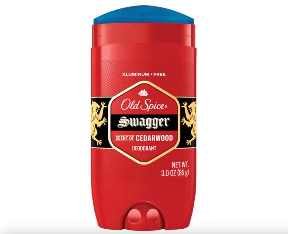 Front view of Old Spice Swagger four-pack packaging for on-hand convenience.