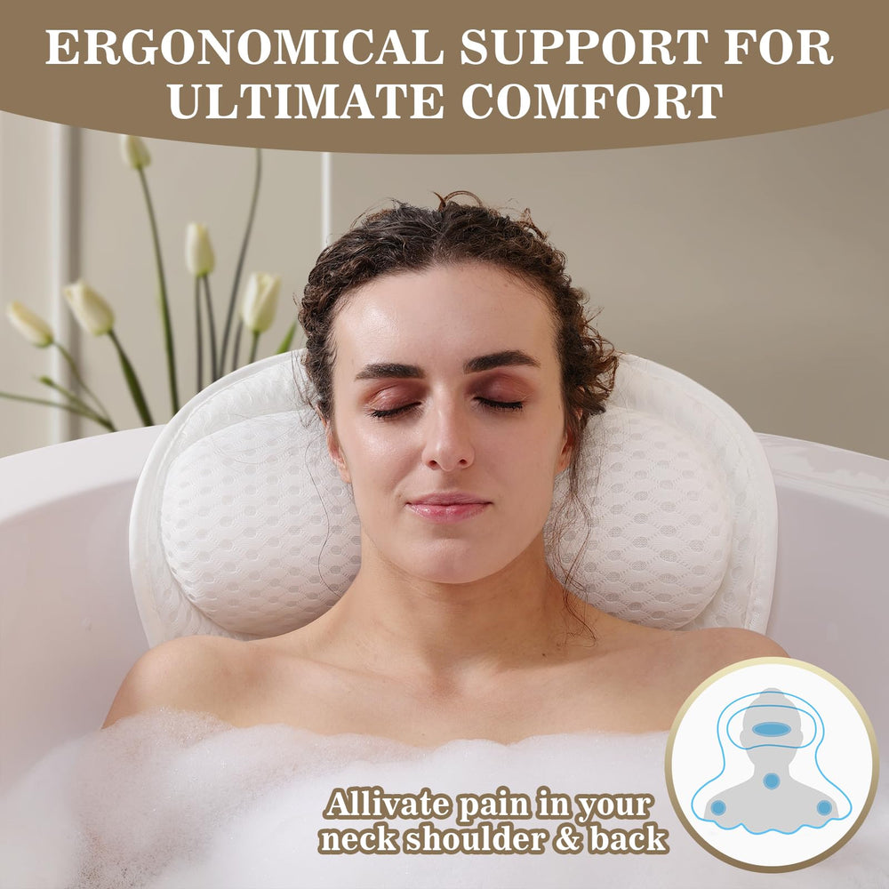 Binobella Bath Pillow features 4D air mesh for breathability and quick drying.