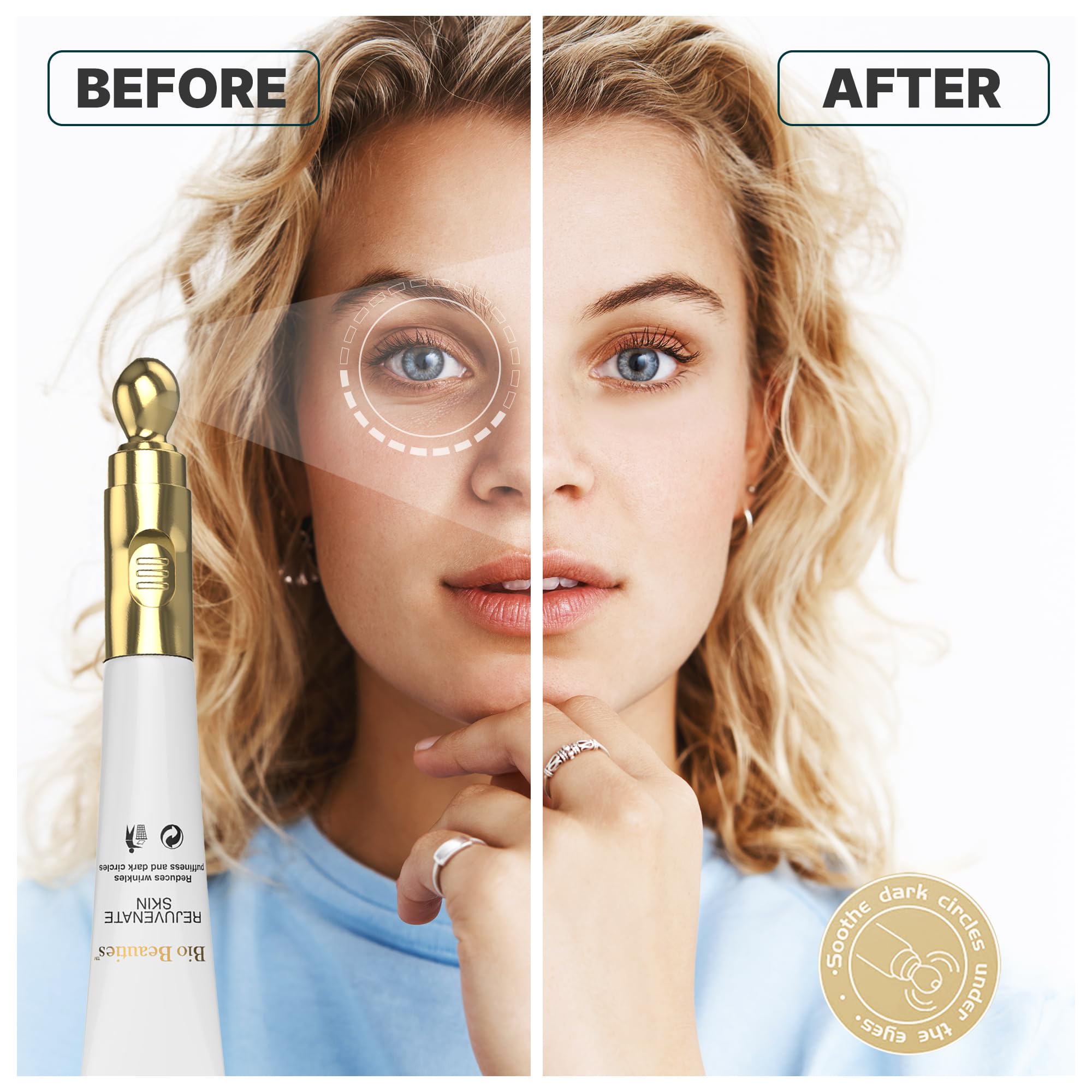 Bio Beauties packaging closeup highlights sleek tube and hydration cue