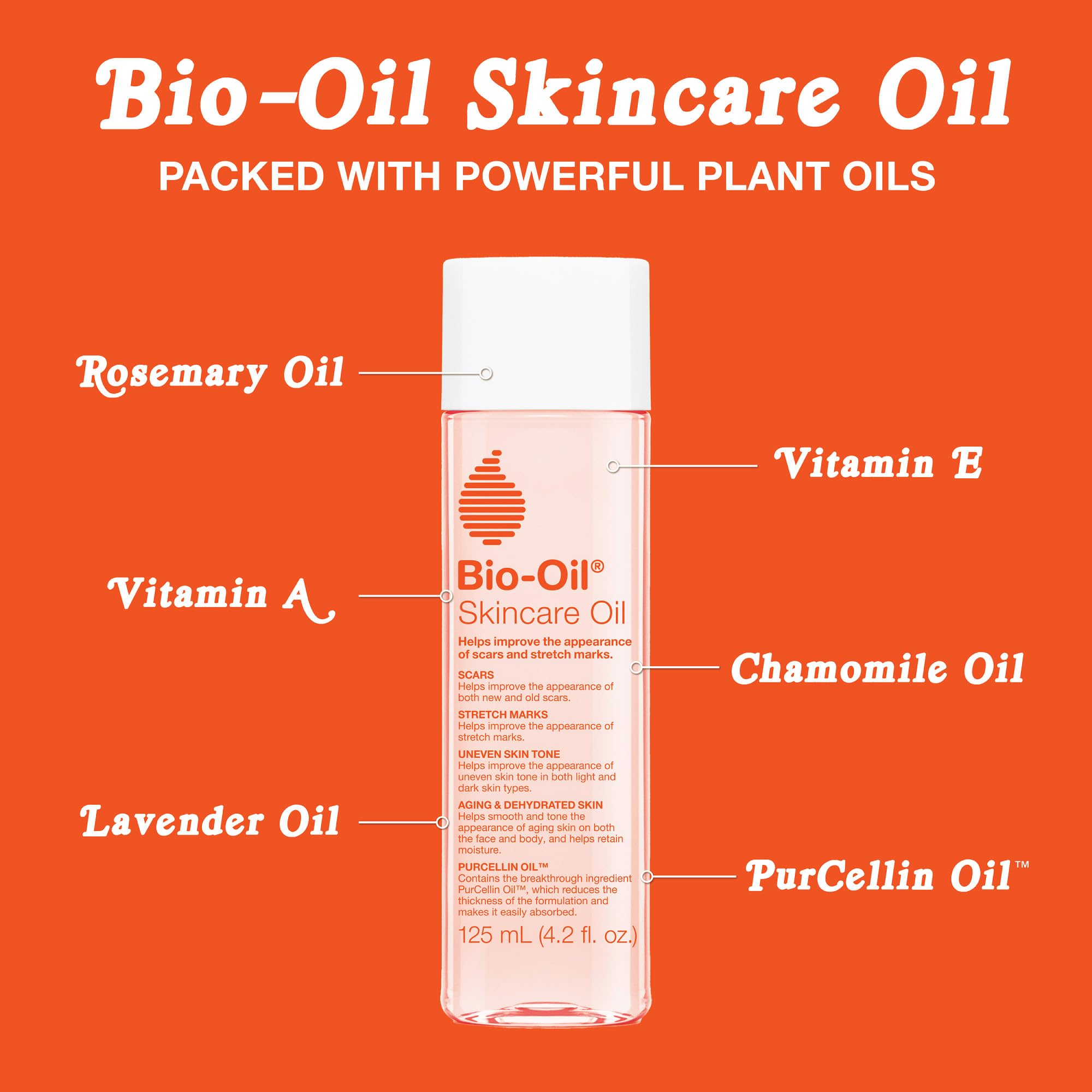 Bio-Oil ingredients label close-up highlighting soothing botanicals benefit