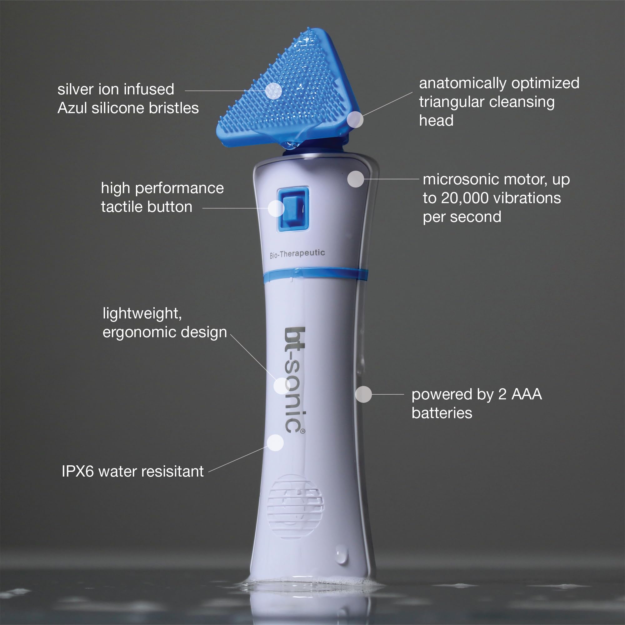 Bio-Therapeutic bt-Sonic cordless design for on-the-go skincare.