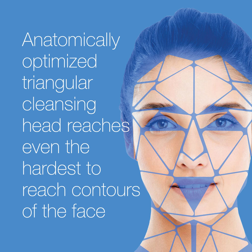 Bio-Therapeutic bt-Sonic triangular head conforms to facial contours.