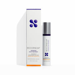 BIOCORNEUM Advanced Scar Treatment bottle front highlighting silicone shield for scar care