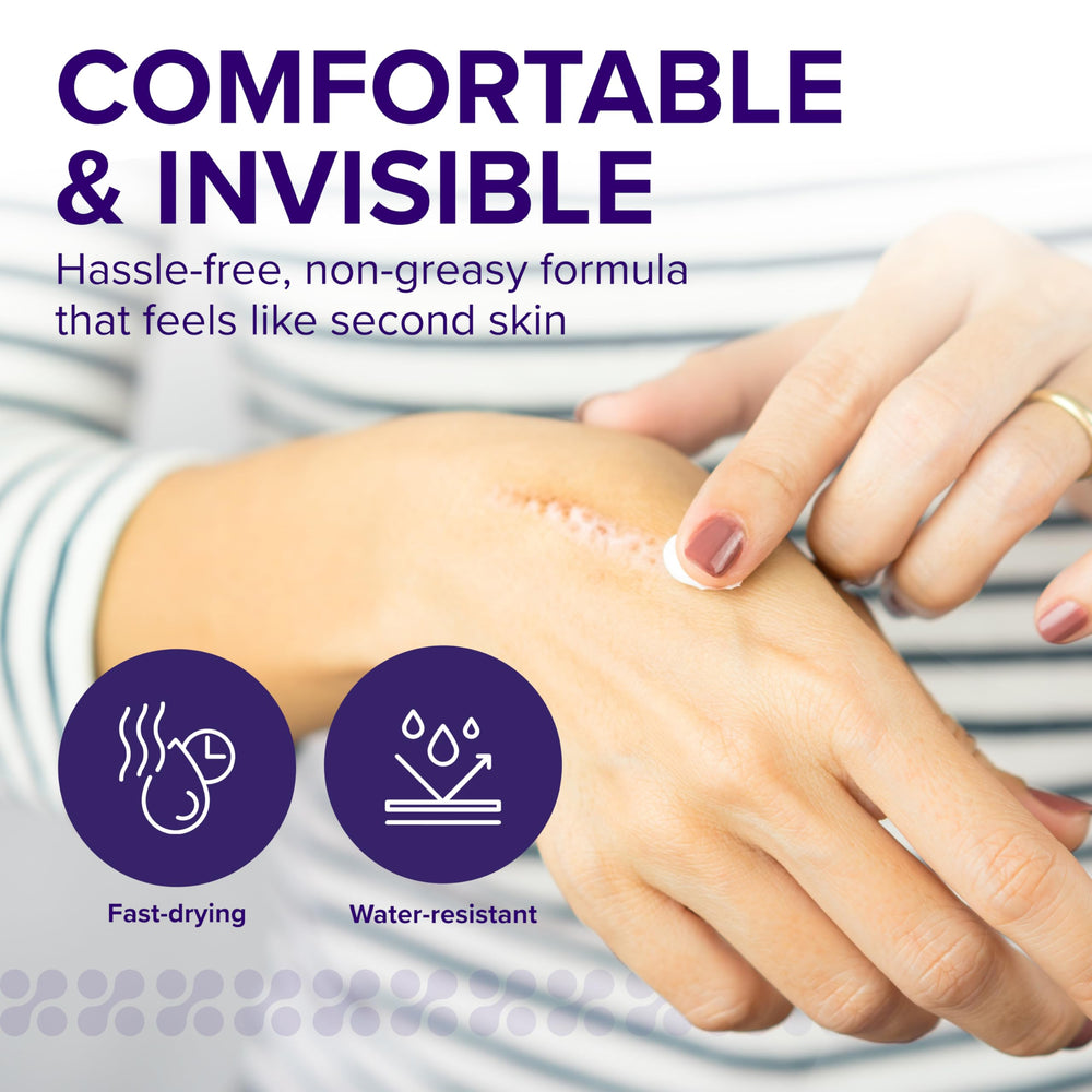 Surgical scar before and after concept using BIOCORNEUM treatment