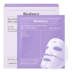 BIODANCE front packaging showing four hydrogel masks and product benefit