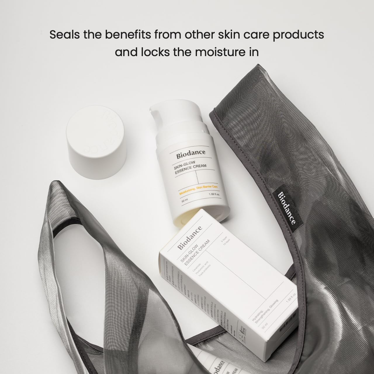 BIODANCE hyaluronic and ceramide ingredient display highlighting deep hydration support