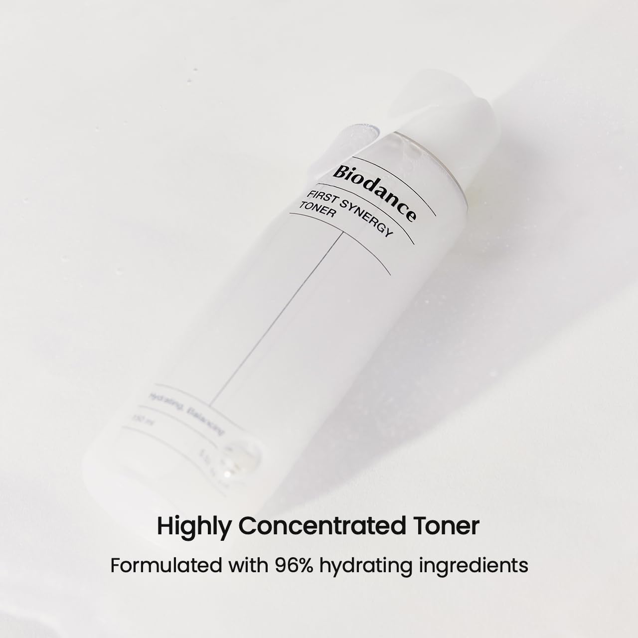 BIODANCE hand applying toner to skin demonstrating fast absorption benefit