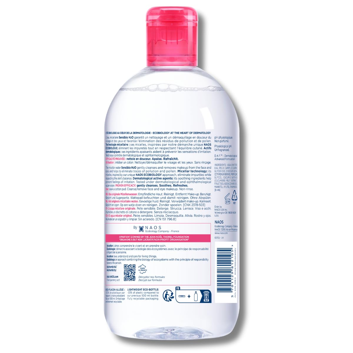 Bioderma Sensibio H2O on cotton pad removing dirt and pollution gently