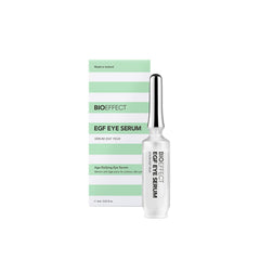 BIOEFFECT EGF Eye Serum rollerball application depuffs and refreshes the eye area.