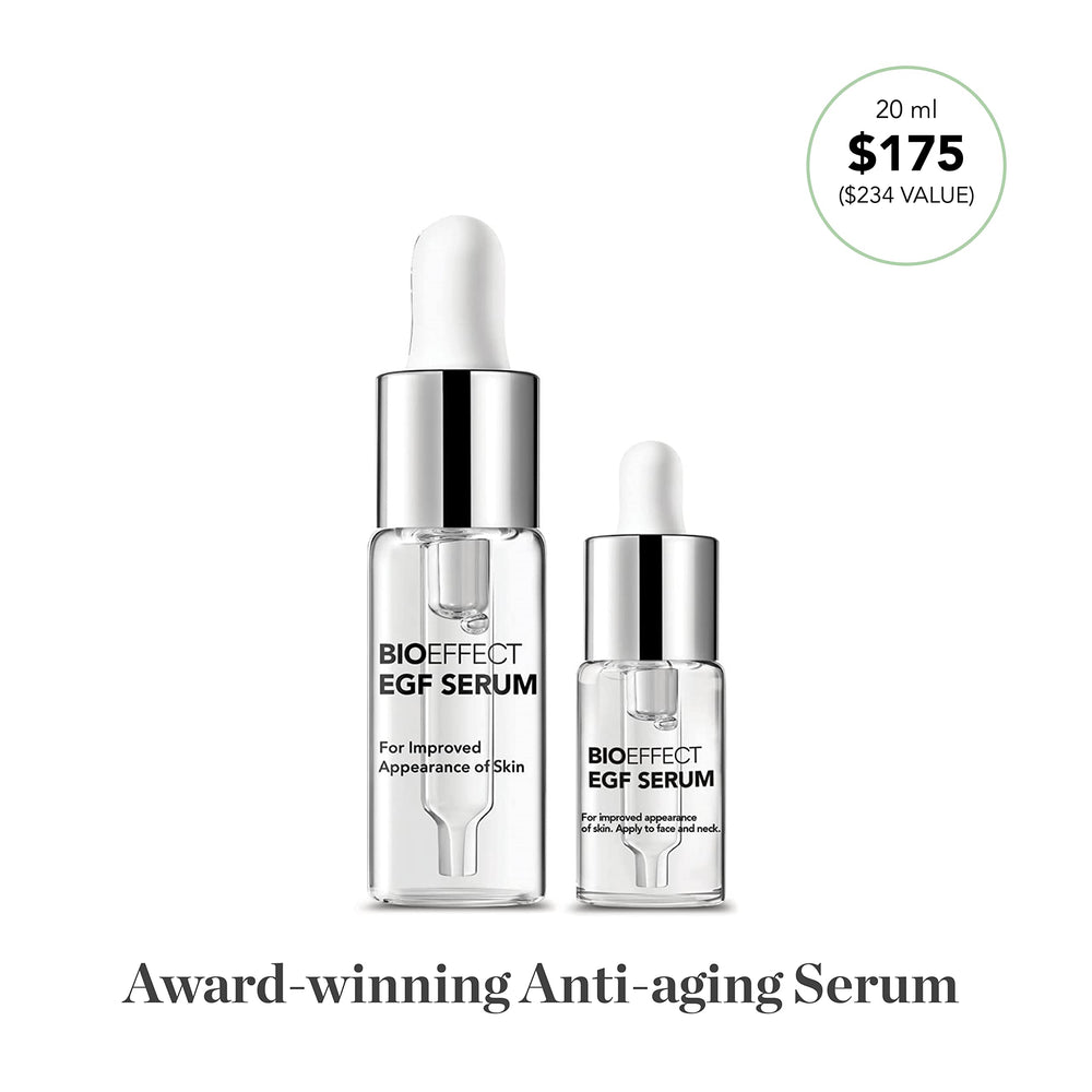 Bioeffect EGF Serum wrinkle-prone area close-up hints at smoother skin