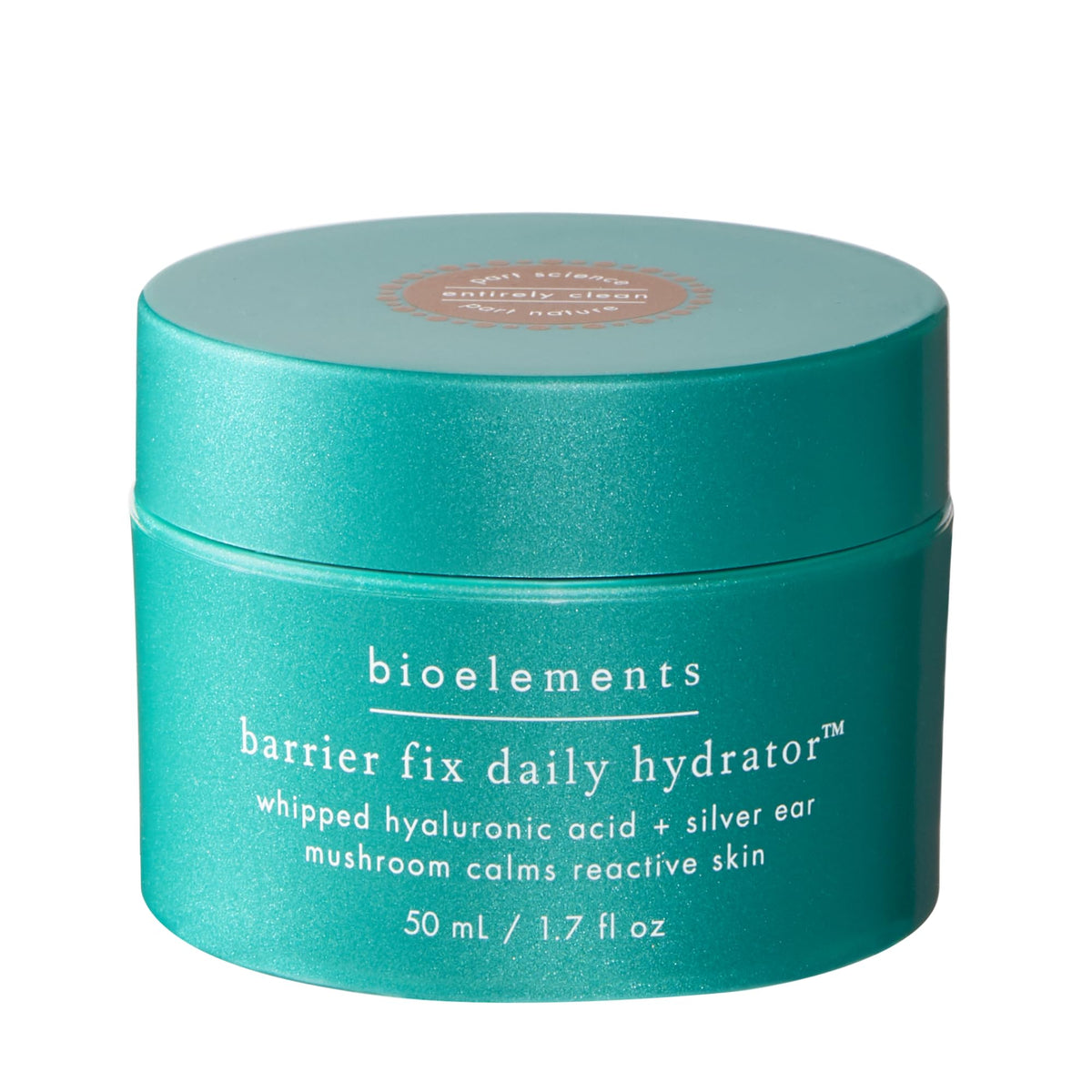 Bioelements Barrier Fix bottle close-up highlights hydrating formula for sensitive skin