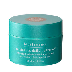 Bioelements Barrier Fix bottle close-up highlights hydrating formula for sensitive skin
