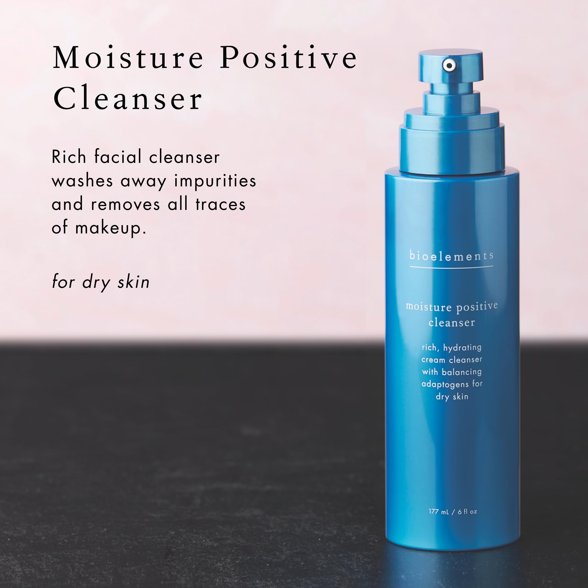Bioelements Moisture Positive Cleanser wet-face application shows refreshing cleansing routine.