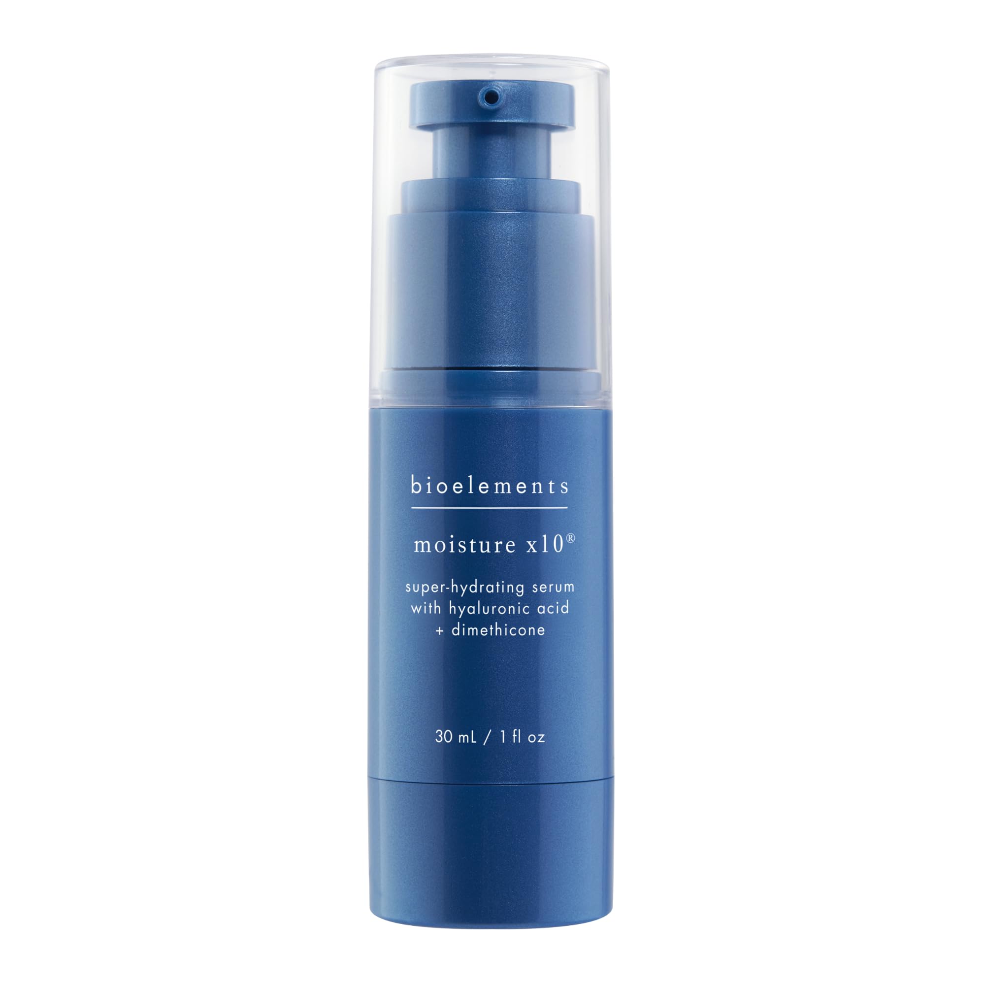 Bioelements Moisture x10 bottle front showing hydrating serum for dry skin