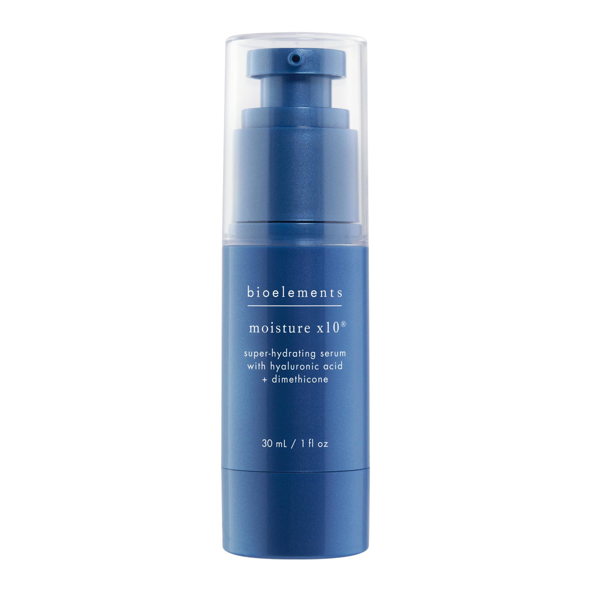 Bioelements Moisture x10 bottle front showing hydrating serum for dry skin