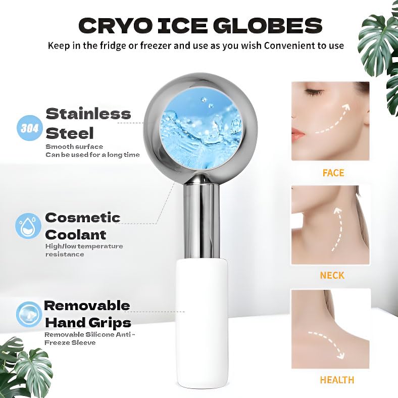 BIOESTHE Ice Globes ergonomic-design fits the hand for smooth facial massage.