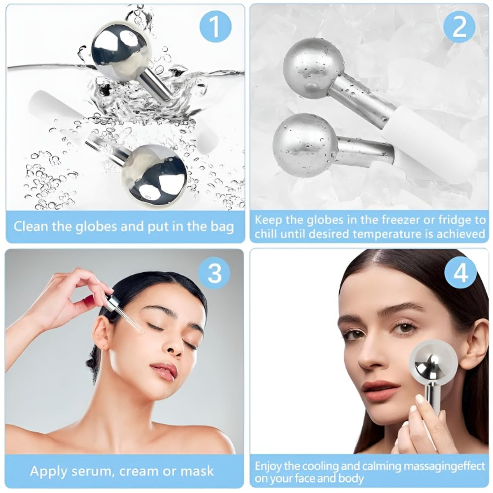 BIOESTHE Ice Globes night-use enhances absorption and calm nightly rituals.