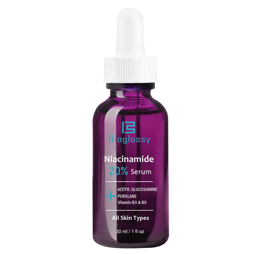 Bioglossy Niacinamide Serum subtle glow and refined pores hint.