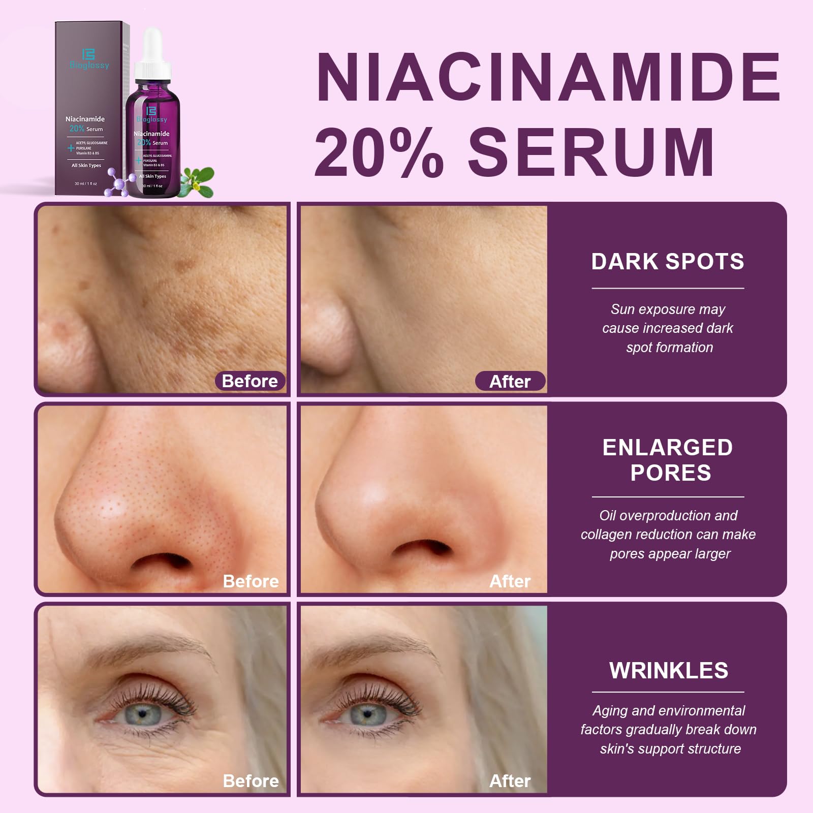 Bioglossy Niacinamide Serum texture swatch reveals smooth, hydrating formula.