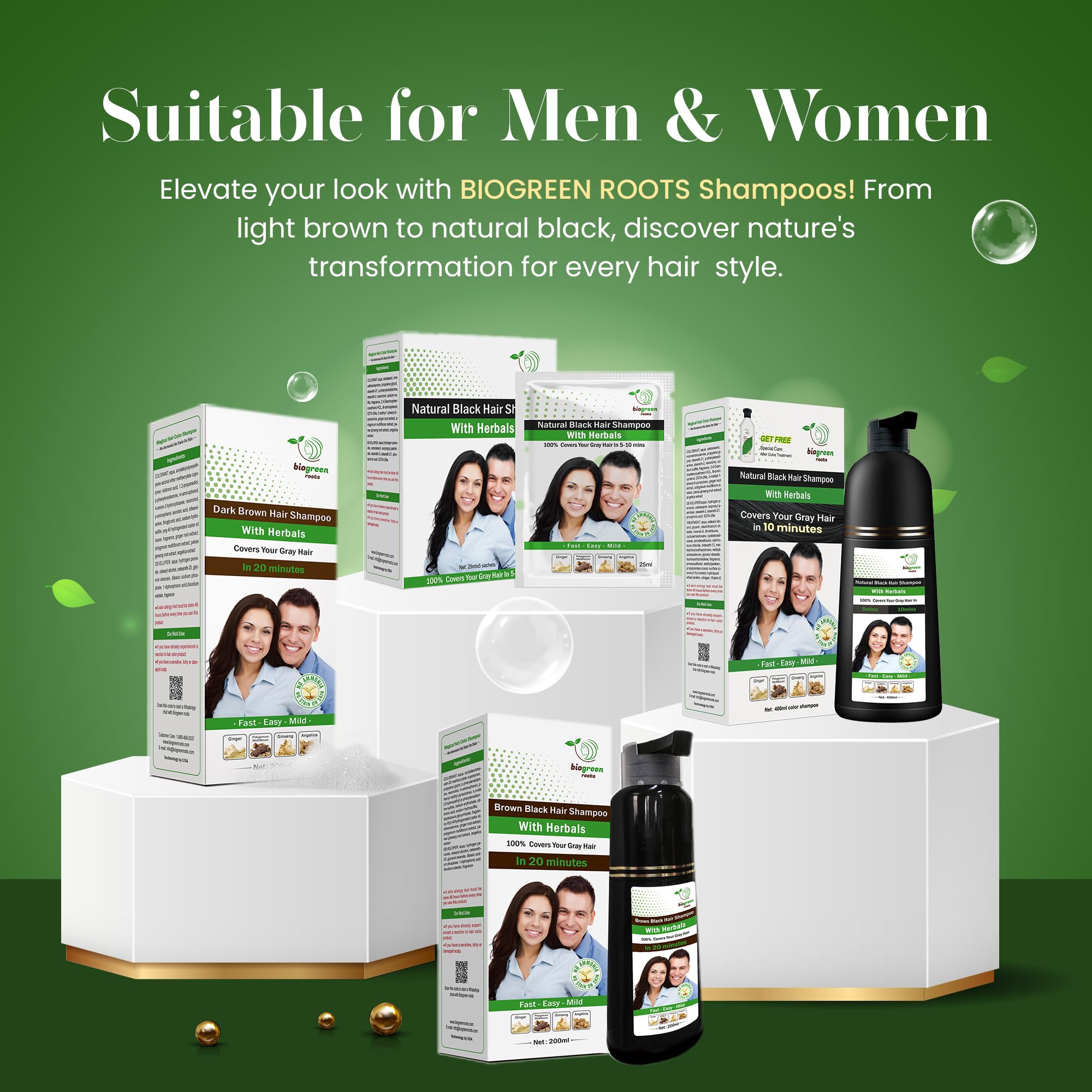 BIOGREEN ROOTS no-stain formula helps skin stay clean during application