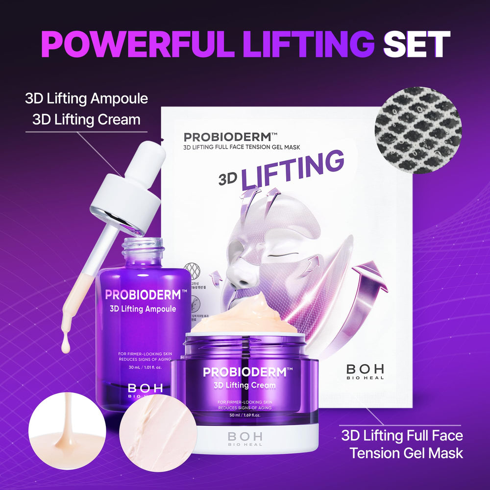 BIOHEAL BOH Probioderm 3D Lifting Ampoule elastic-visual emphasizes 3D lift technology in action.