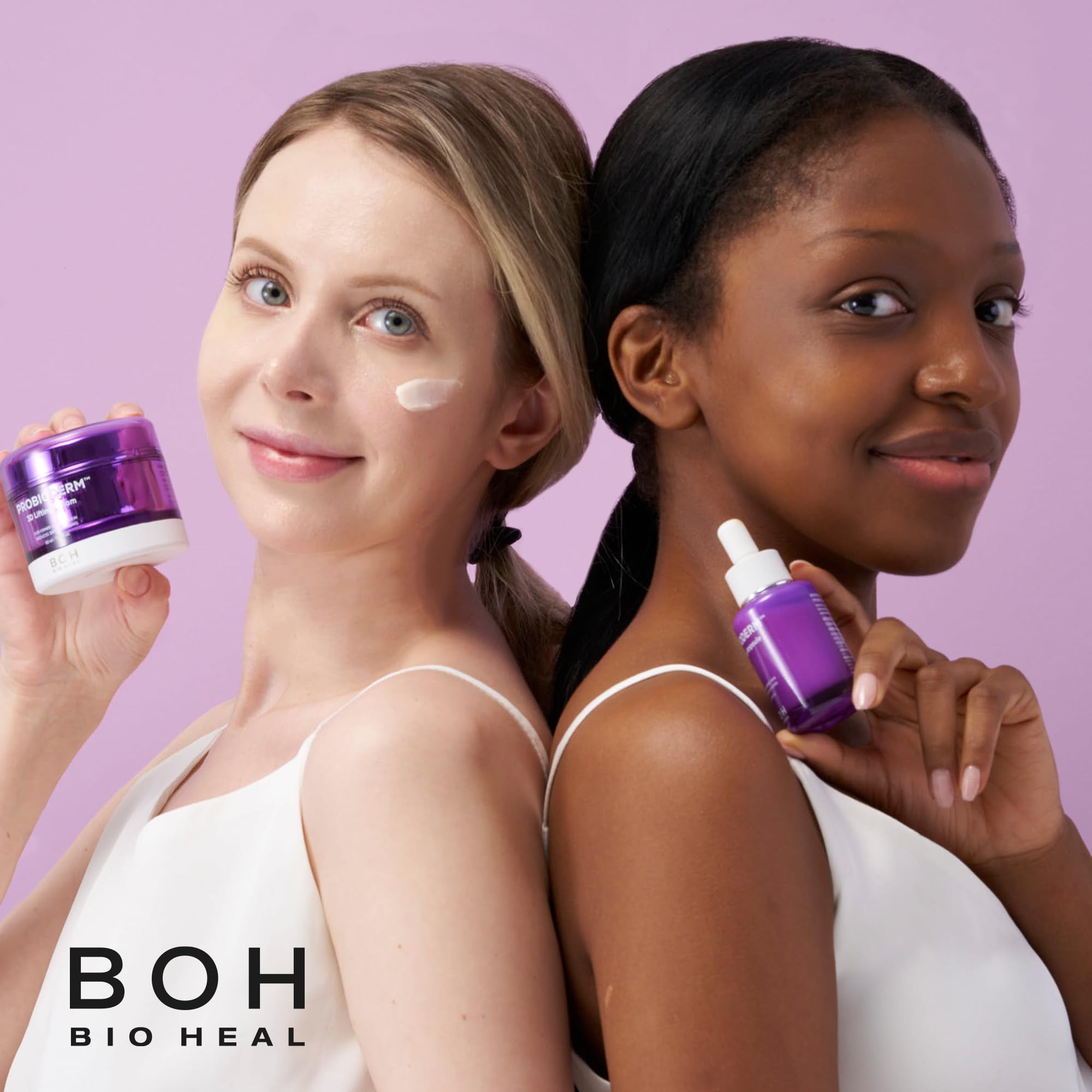BIOHEAL BOH Probioderm 3D Lifting Ampoule label highlights premium ingredients for elasticity.