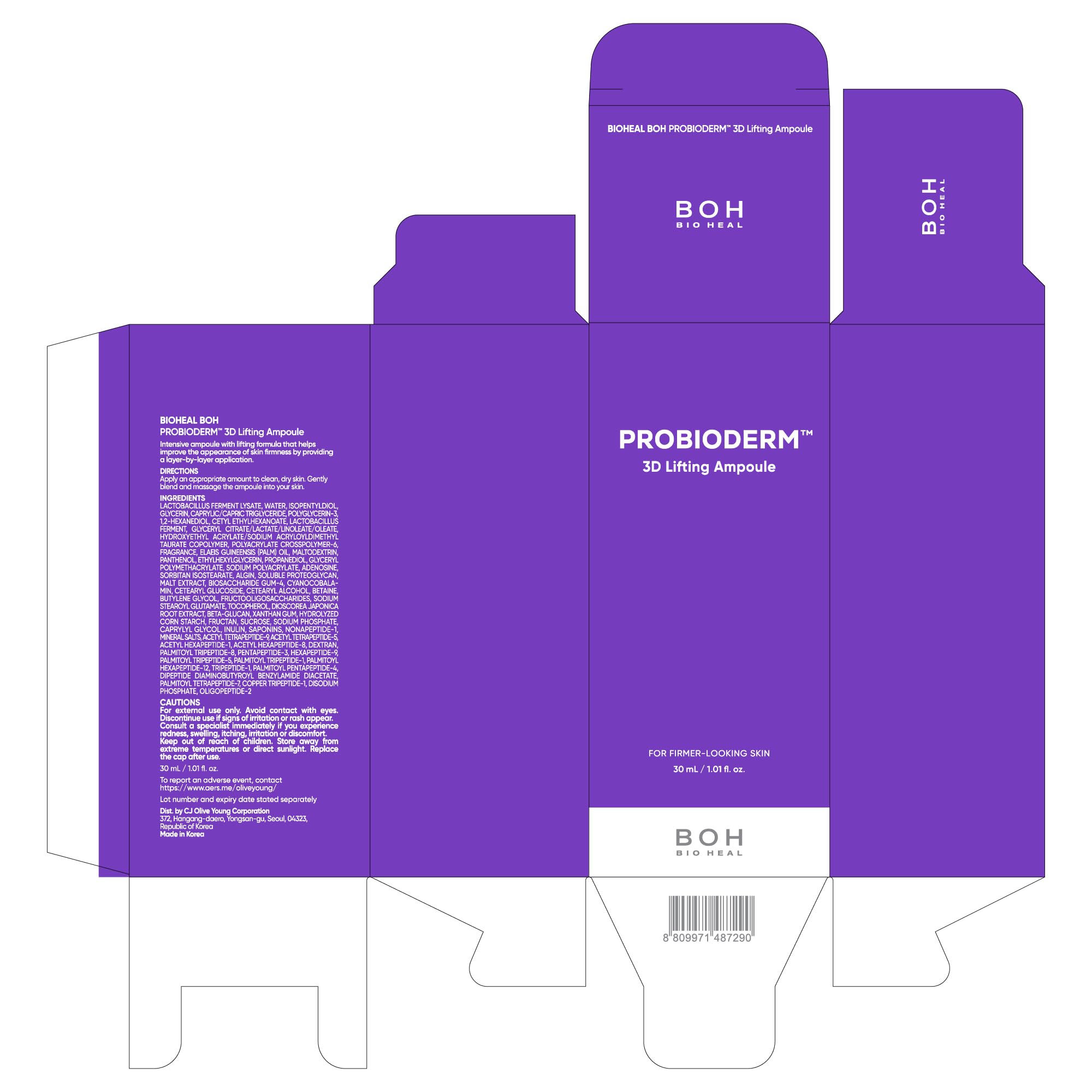 BIOHEAL BOH Probioderm 3D Lifting Ampoule packaging box showcases gift-ready design.