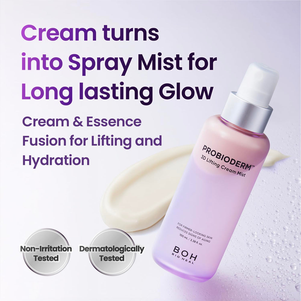 BIOHEAL BOH Probioderm 3D Lifting Cream Mist spray closeup for quick refresh.