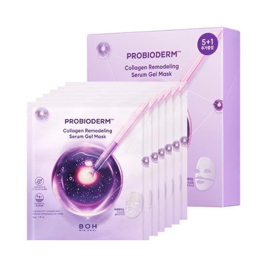 BIOHEAL BOH PROBIODERM hydrogel mask closeup highlighting collagen capsules for hydration.