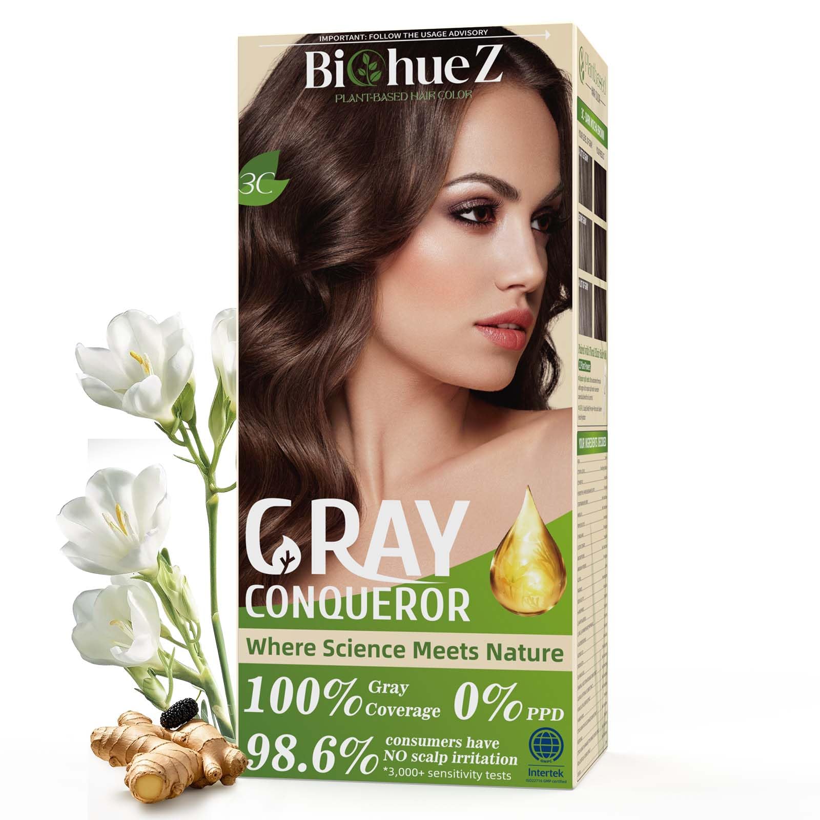 BioHueZ chocolate brown dye bottle pour for easy at-home color application