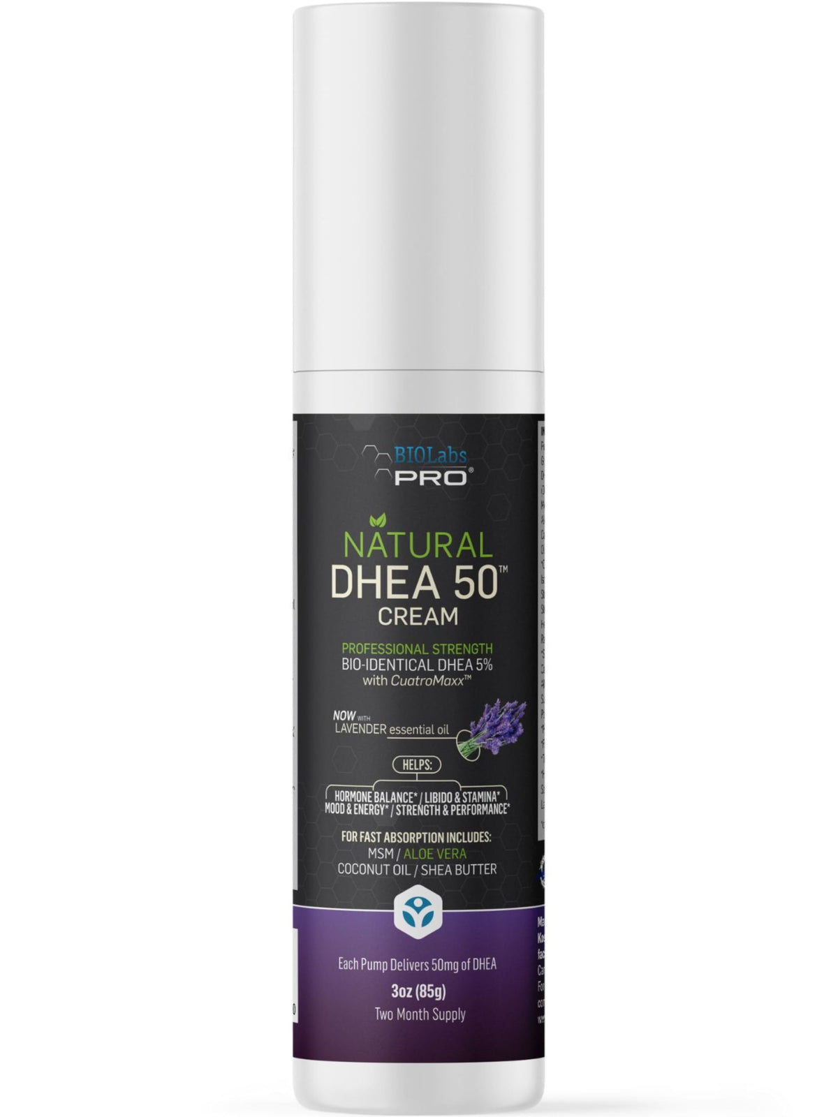 BIOLABS PRO DHEA cream 3oz bottle for daily use and consistent results.