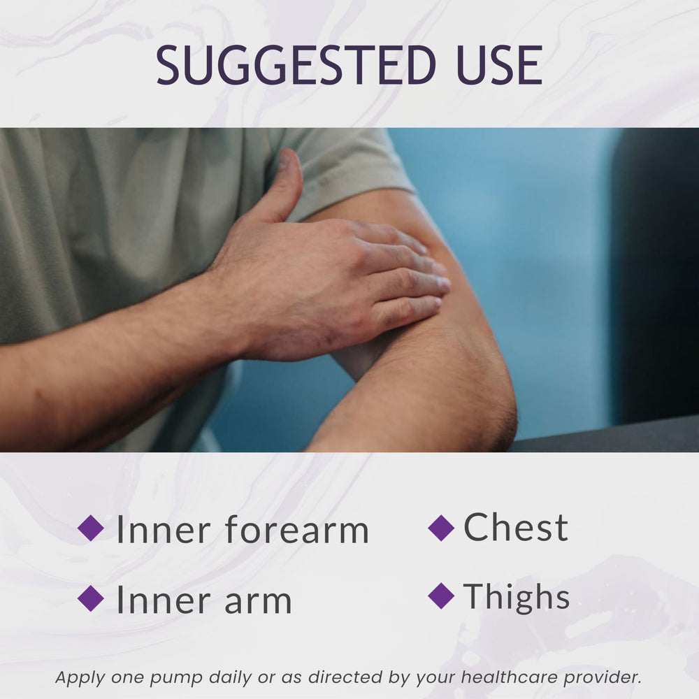 BIOLABS PRO DHEA cream pump dispense showing simple application routine.