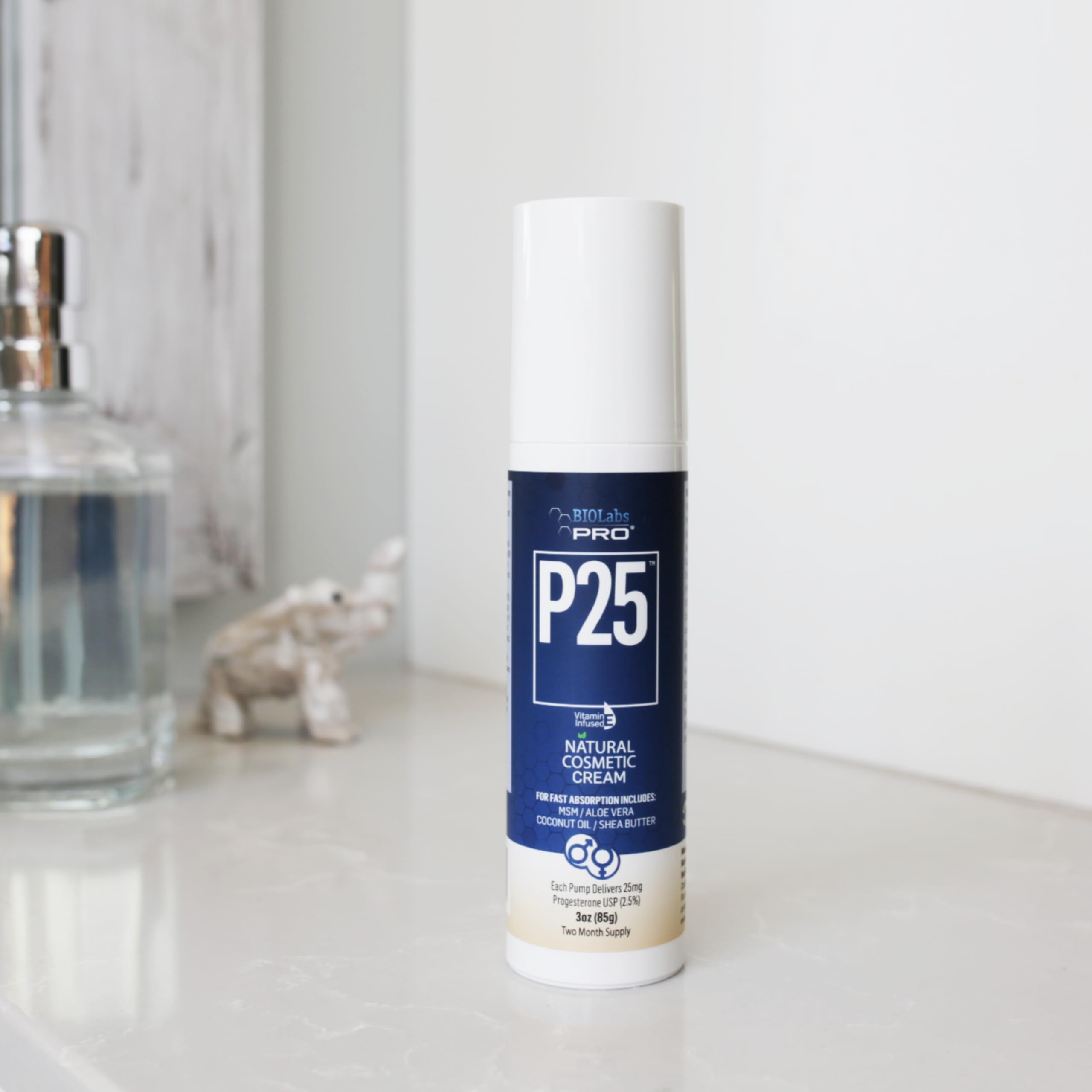 BIOLabs PRO P25 Pro-Gest Cream texture close-up showing smooth unscented formula