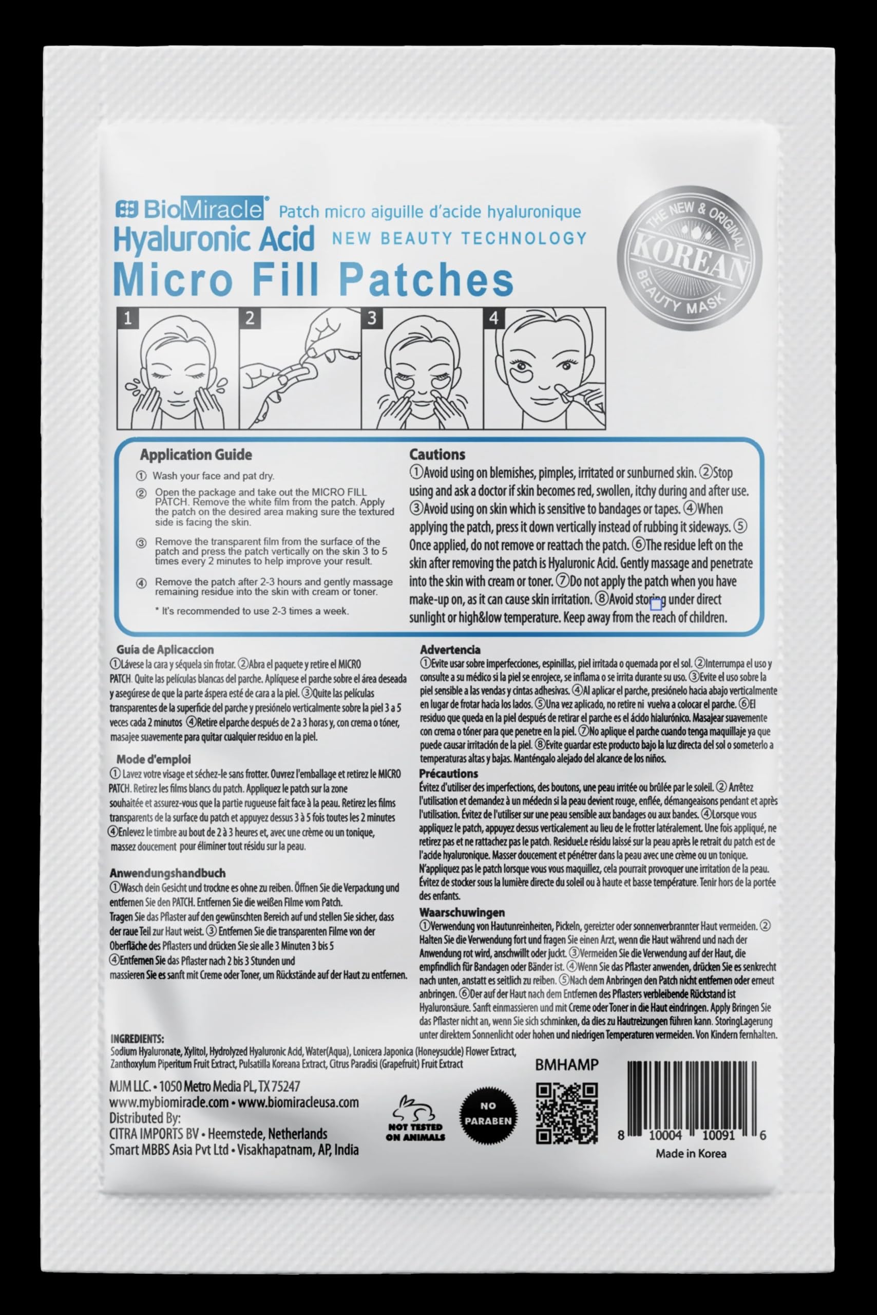 BioMiracle Instant Lift patch pack shows five-pack for on-the-go rejuvenation.