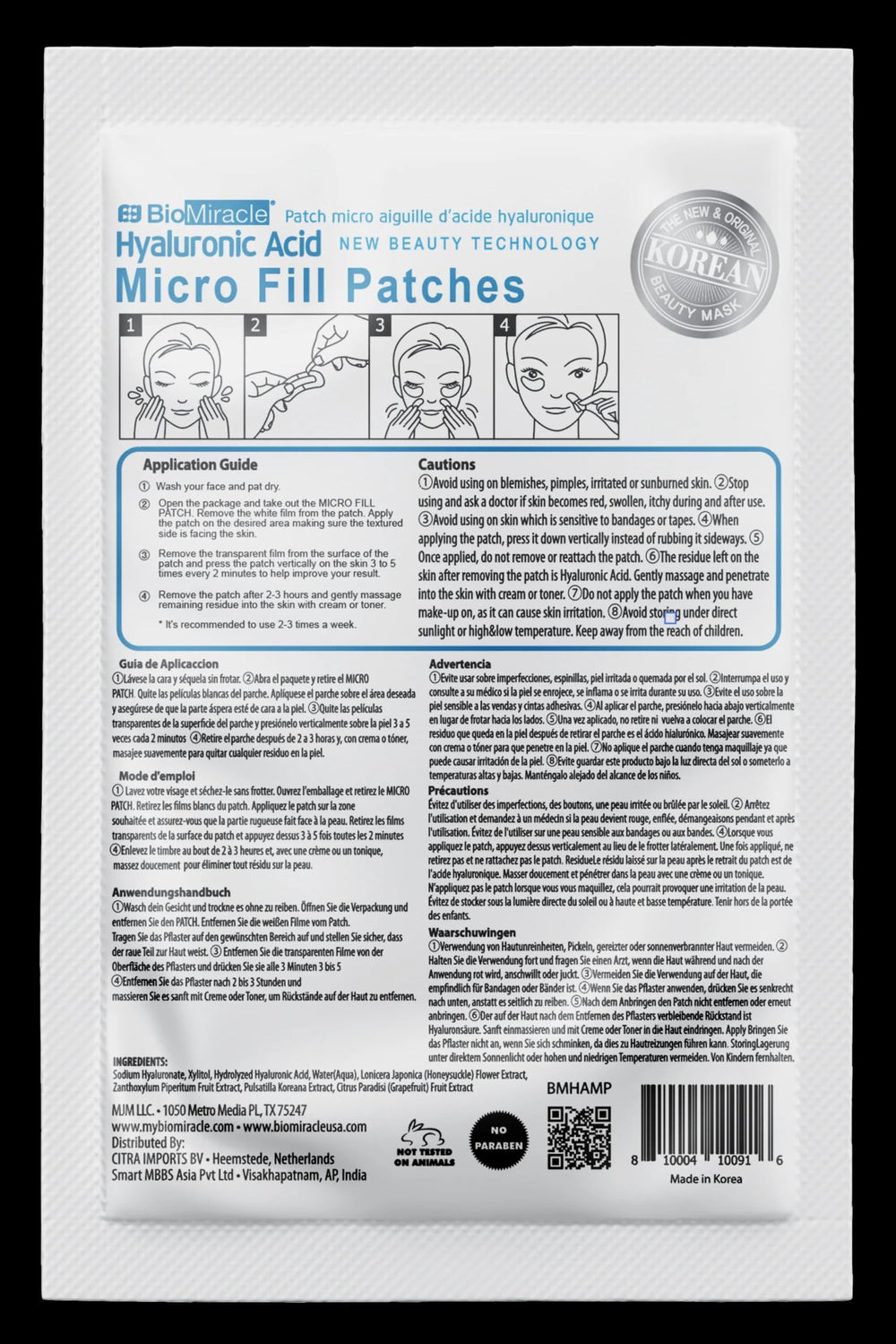 BioMiracle Instant Lift patch pack shows five-pack for on-the-go rejuvenation.