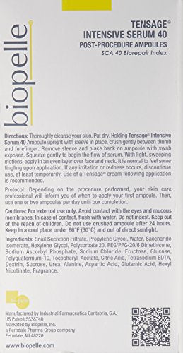 Biopelle Tensage Intensive Serum 40 ampoule bottle closeup shows oil-free texture for daily use